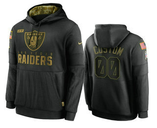 Men's Las Vegas Raiders 2020 ACTIVE PLAYER Customize Black Salute to Service Sideline Performance Pullover Hoodie